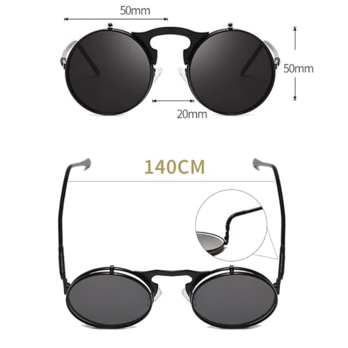 Lunettes de soleil pliables Steampunk double lentille UV400 accessoire mode mixte