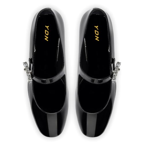 YDN Women's Platform Heeled Mary Janes Closed Toe Wedge Mid High Heels Special Buckled Strap Cute Lady Girls Pump Shoes for Party Prom Cosplay Dress Size 4-16 US4