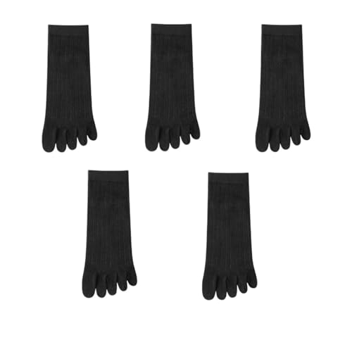 Calcetines de cinco dedos 5 pares de calcetines verano cinco dedos for hombre, algodón, con separados, corte bajo y deportivos hasta el tobillo(Black)