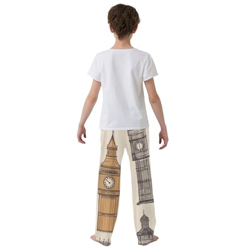 London Big Ben Boys Long Pants Soft Trousers Elastic Waist Kids Lounge Bottoms with Pockets S-XL3