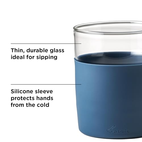 Image of Rabbit Freezable Whiskey Glasses, Set of 2 Chilling Whiskey Glasses with Silicone Sleeve, 8oz No-Dilution Glasses for Whiskey, White Wine and Cocktails, Keep Drinks Cold for Hours, No Ice Needed | Ideal for whiskey, white wine & mixed drinks, chills without ice, keeps drink cold, full flavor, glass construction