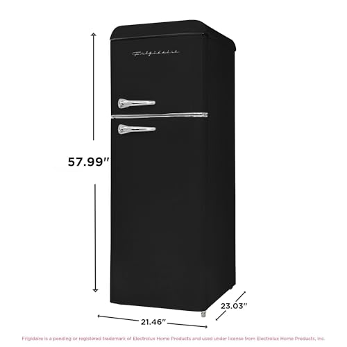 Frigidaire EFR756, 2 Door Apartment Size RETRO Refrigerator with Top Freezer, Chrome Handles, 7.5 cu ft