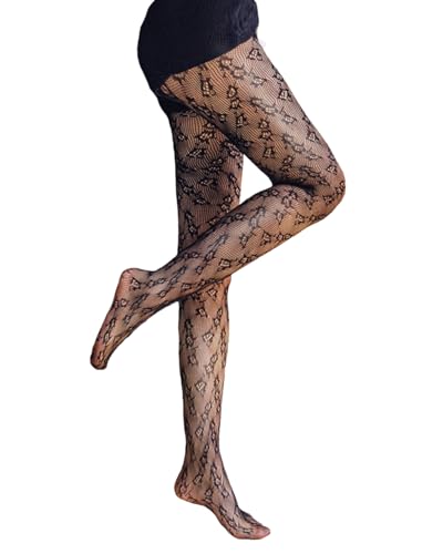 Image of VINICUNCA Women's Fishnet Stockings Lace Patterned Tights High Waist Pantyhose