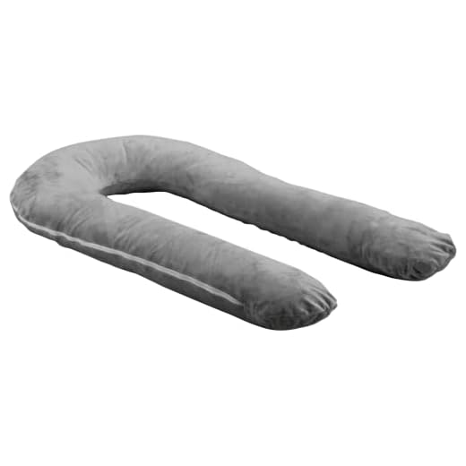 Moonlight Slumber Comfort-U Full Body Pillow, Grey Fleece Cover - Never Clumps, Firm, Hypoallergenic