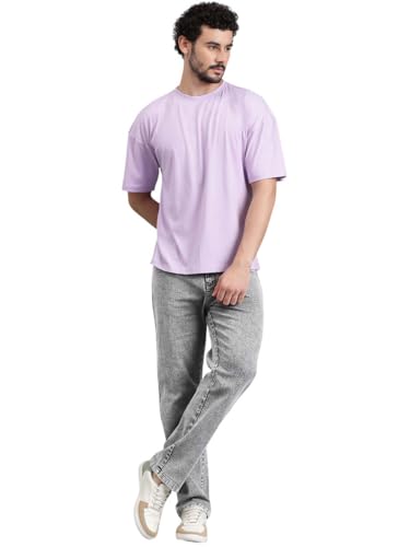 Image of KOTTY Men's Baggy Straight Fit Denim Jeans Washed Wide Leg Urban Fashion Comfortable Trendy Style