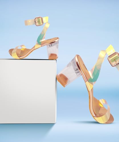 Image of Acttion Patent Leather Stiletto Sandals|Ankle Strap| Water-resis Tant| Heel Gold