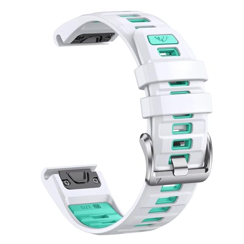 SRMVRNKNNK �V���R�����[�v�AFit For Garmin�Ή��AFit For Fenix5sPlus/6s/6sPro/7s�E�H�b�`�o���h�AFit For Instinct2s�u���X���b�g�Ή�(White green,D2 Delta S)