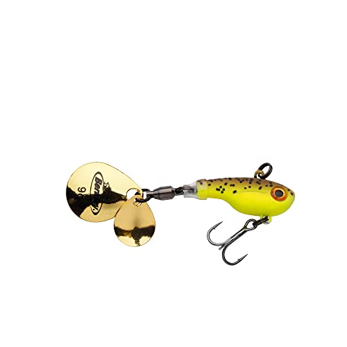 Berkley Pulse Spintail Jig Leurre avec Lame tournante et hameçon Triple Berkley Fusion – Appât Dur pour Perche, Truite, brochet 5 cm Chartreuse Marron