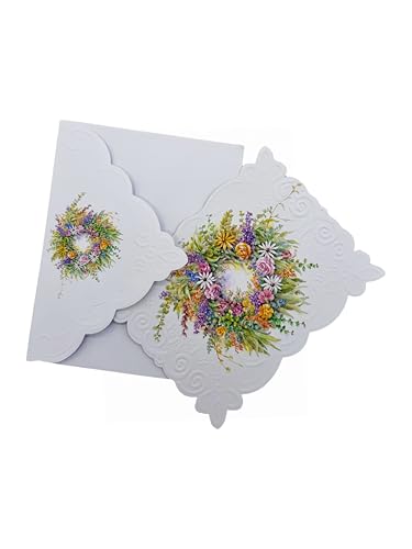 Image of Poster Foundry Set of 3 - Wreath Boxed Note Cards by Carol Wilson. 10 embossed 4x5 Die-Cut Notecards and Matching Envelopes in Decorative Gift Box with Magnetic Flap. NCP2133