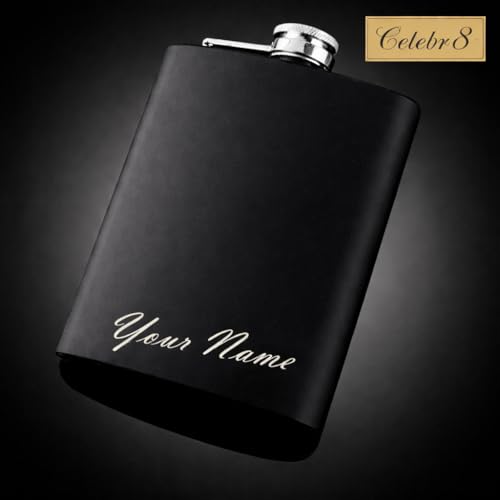 Image of Celebr8 Personalized Stainless Steel Hip Flask (210 ml) | Name Engraved Portable Pocket Bottle | Flask for Whiskey, Vodka & Beverages | Birthday Gift for Husband, Boyfriend & Friends | Gift for Dad