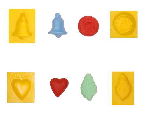 Leaf, Rose, Heart, Bell 4 Cavity Flexible Silicone Molds for...