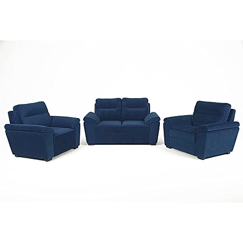 Image of Wakefit Sofa Set | 3 Year Warranty | Sofa 4 Seater, 4 Seater Sofa for Living Room, Wooden Sofa Set, Sofa Set 2+1+1 Seater - Lounger(Malphino : Cobalt Blue)