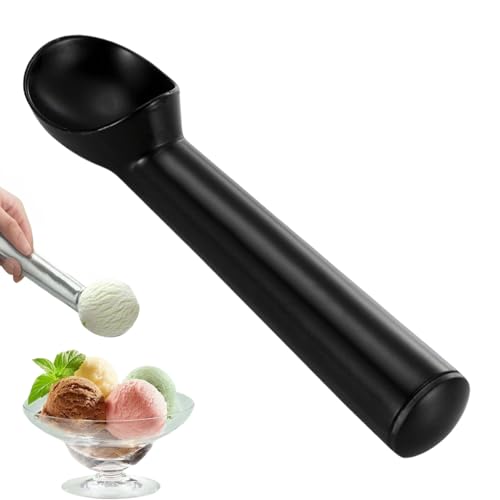 Ice Cream Scoop, Nonstick Ice Cream Scooper Aluminum Baller Scoops for Hard Ice Cream and Desserts, Handheld Metal Scooper for Gelato, Sorbet, Cookie Dough (Black)