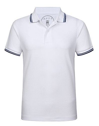 Men's Cotton Casual Polo Shirt Short Sleeve Striped Solid Golf Polo Shirts for Men Classic Pique Relaxed-Fit4