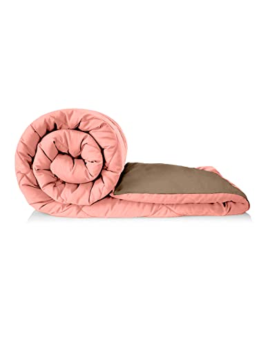 Image of Clasiko Reversible Single Bed Comforter; 60x90 Inches; 200GSM; Candy Peach & Taupe