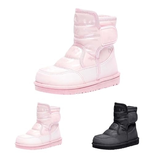 Boys Girls Flat Ankle Boots Kids Chunky Sole Winter Warm Side Open Booties Outdoor Lightweight Non Slip Rubber Shoes2
