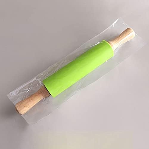 Rolling Pins Non-Stick Silicone Rolling Pin Wooden Handle Pastry Dough Flour Roller Kitchen Cooking Baking Tool for Pasta Cookie Dough(Blue)