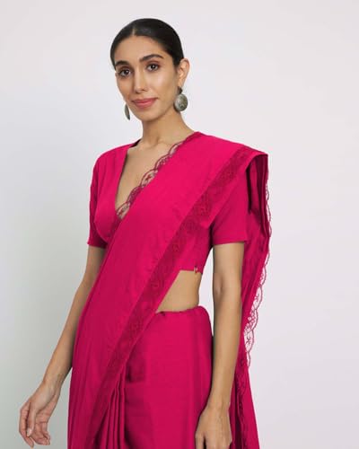 Image of Thevasa Women's Everyday Divine Depth V Neck Half Sleeves Blouse
