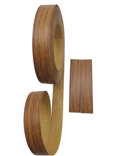 Image of HGKJHFmelamine Edging Tape. pre Coated with hot melt Adhesive Flexible Veneer Edge Edging, Used for Cabinet and Furniture Maintenance (No14-Warm Brown Oak Color, 1.81cm*15m)