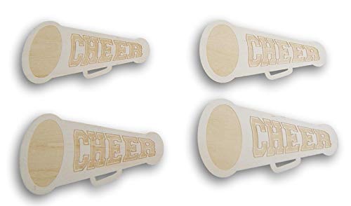 Natural Unpainted Wood Cutout - Cheer Megaphone - Set of 4 - Thumbnail 2