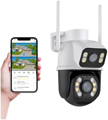 Câmera de Segurança WiFi Externa HD 3MP, IP Sem Fio com Visão Not...