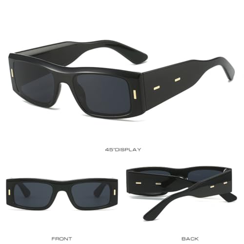 Lunettes de soleil rectangulaires blanches UV400 pour look rétro - 3