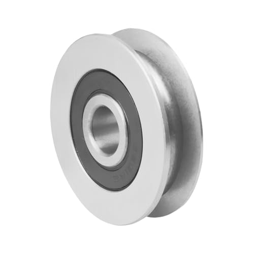 Deep U-Groove Ball Bearing Pulley, 8mm/0.3" Inner Dia Stainless Steel Wheel Bearings Wire Rope Pulley Cable Pulley for Industry Equipment Gym Garage Door Opener (1, 8x50x13mm)