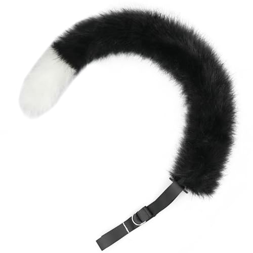 Costume de cosplay renard avec oreilles, queue en fourrure et loup Halloween