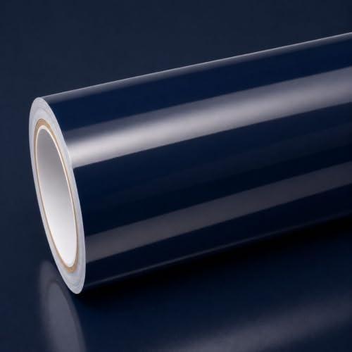 Image of HOME13 Navy Blue Glossy Wallpaper Self Adhesive Dark Blue Wallpaper Peel and Stick Contact Paper for Cabinets and Drawers Wall Paper for Bedroom Vinyl Removable (20x80 Inch)