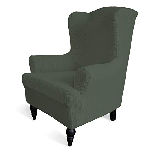 Image of Easy-Going Stretch Wingback Chair Sofa Slipcover Olive Green