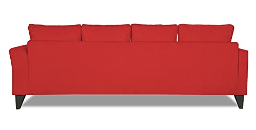 Image of Adorn India Wood Maddox Tufted L Shape 5 Seater Sofa Set LHS (Red) (3 Year Warranty)