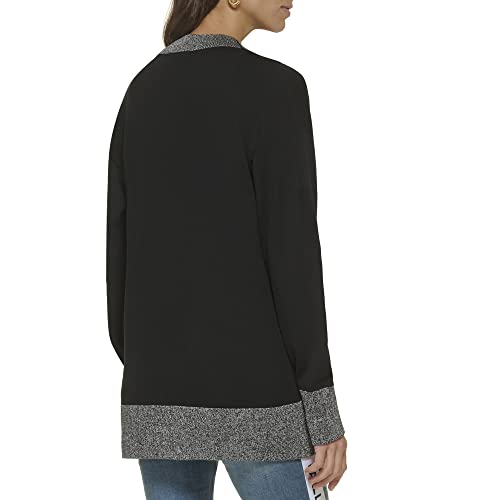 Karl Lagerfeld Paris Women's Long Button Sleeve Sweater, Blk/Slv, X-Small #TOP3
