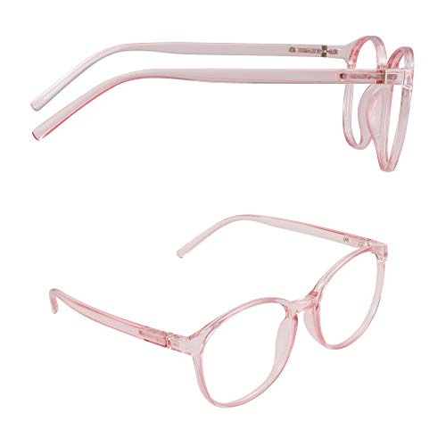 Image of Vintage Round Progressive Multifocal Presbyopic Glasses, Photochromic Gray Sunglasses for Men Women Readers (Clear Pink,+0.00 /+3.00 Magnification)