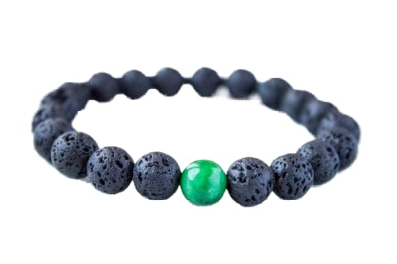 Bracelet bien-être en perles de lave et jade vert pour la méditation et la sérénité