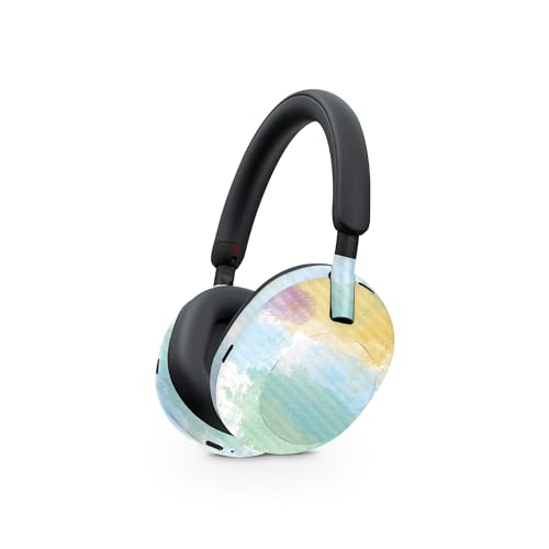 Image of MightySkins Carbon Fiber Skin Compatible with Sony WH-1000XM5 Headphones - Watercolor White | Protective, Durable Textured Carbon Fiber Finish | Easy to Apply