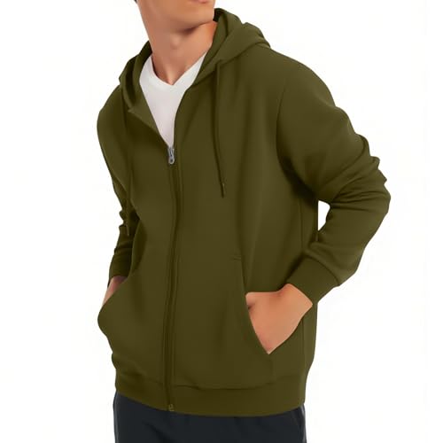 Mens Zip Up Hoodie Lightweight - Fleece Lined Jersey Casual Hooded Sweatshirt Soft Activewear Workout with Pockets4
