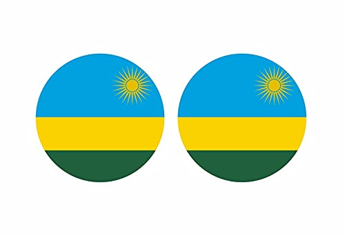 Akachafactory 2X Autocollant Sticker Rond cocarde Drapeau Rwanda rwandais