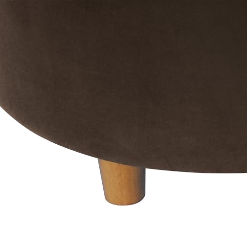 Image of HomePop 28 inch Button Tufted Velvet Round Storage Ottoman - Chocolate Brown Velvet