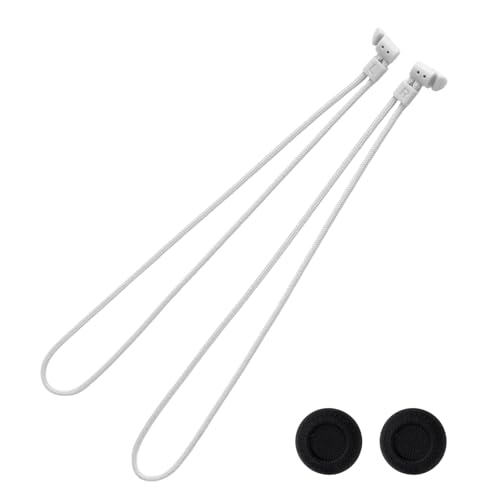 lasuroa 2pcs Controller Strap with Joystick Caps, Adjustable Wrist Strap Replacement Easy Connection of Wrist Lanyard Suitable for Oculus Meta Quest 2 (White, Black)