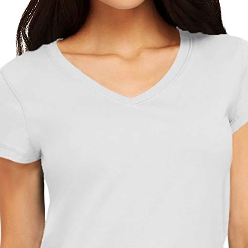 Image of Pooplu Women's Regular Fit Premium Plain 100% Cotton V Neck Half Sleeves, Casual Plain Pootlu Tees and Tshirts.