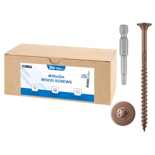 #10 x 3 Tornillos para Deck, 124 piezas, tornillos de madera resistentes al óxido, con punta estrella T25, color marrón