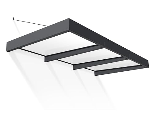 Palram - Canopia Sophia XL 9 Ft. x 5 Ft. 3000 Awning for Outdoors DIY Awnings Kit for Door, Windows, Exterior Coverage, to Protect from Sun, Rain, Snow, UV Protected Polycarbonate (Gray/Mist)