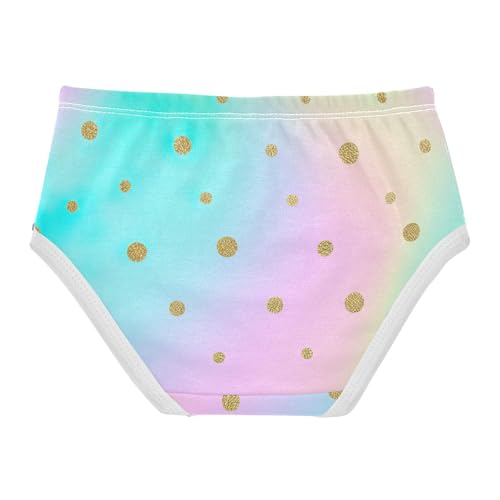 Toddler Girls Underwear 2t Cotton Cute Panties Girl Cartoon Briefs Girls Undies Pastel Rainbow Golden Dots2