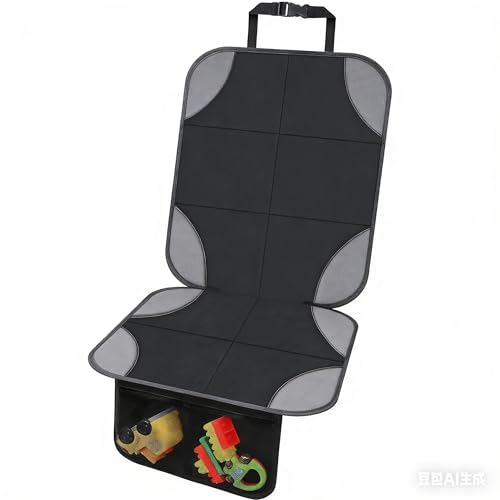 Image of Ponjson Car Seat Protector, Auto Car Leather Seats Waterproof Thick Padding&Non-Slip Seat Cover Pad for Child Baby Safety Seat with Organizer Pockets-1 Pack Carseats for Most Cars