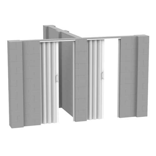 EverBlock 12&rsquo; x 10&rsquo; x 7&rsquo; T-Shaped Wall Kit with 2 Accordion Doors | 3&rsquo; x 7&rsquo; Doorways | Modular Building Blocks | Room Divider & Partition | Easy to Connect & Reuse | Indoor & Outdoor Use | Light Gray