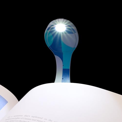 Image of Gifts for Readers & Writers Book Light, Clip On Reading Light for Bed, 2in1 Flexilight & Bookmark, Small & Lightweight with a Soft Glow, 2 Batteries Included, Blue Blocks