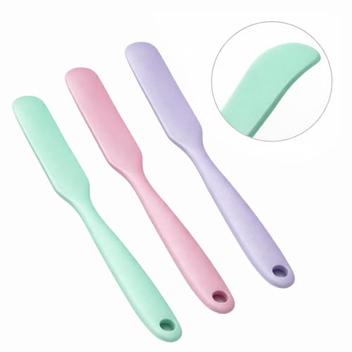 Opasyo 3 pcs Silicone Jar Spatula -Skinny Silicone Spatula, Long Handle Rubber Scraper for Sourdough Starter & Blender, Heat Resistant Skinny Spatula for Peanut Butter & Makeup, Reaches Bottom of Jars