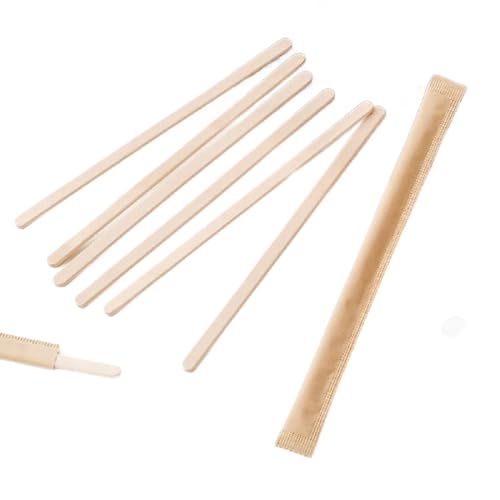 Disposable Coffee Stirring Sticks – Wooden Stirrers for Milk Tea, Hot Beverages, and Tea Drinks, Individually Wrapped (100 Sticks per Pack)