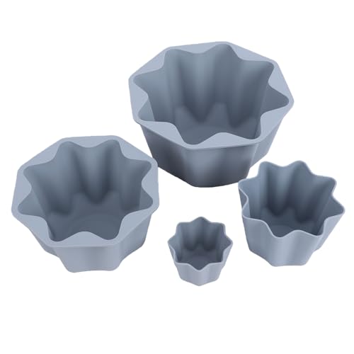 Haofy Moldes de Silicona para Muffins, Antiadherentes, 4 Piezas, Reutilizables, Octogonales, para Horno, Microondas, Mousse, Pudín, Pastel, Gelatina, Brownie, Pan, cupcakes. (GRAY)