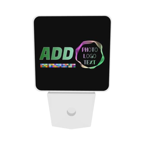 Image of Photo Custom Pictures Text Logo LED Plug-in Night Lamp 2 Piece Set for Bedroom